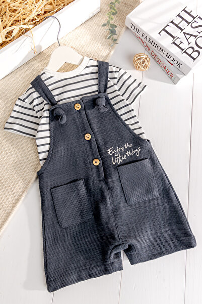 Babymod Baby Boy Salopet Jumpsuit Set with Pocket Detail and Linen Shorts