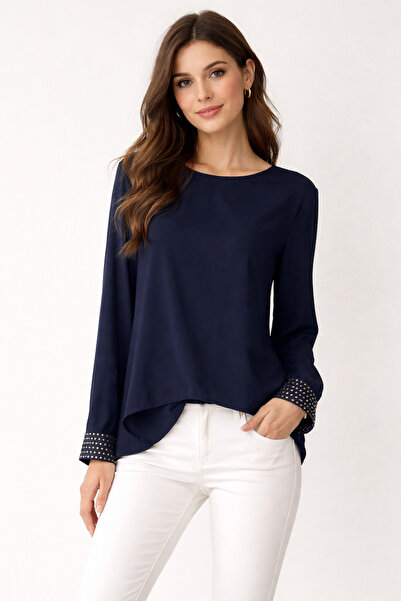 AYHAN Staple Detailed Chiffon Blouse