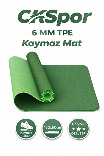 CKSpor Profesyonel TPE Yoga Matı 6 mm – Kaymaz Taban Çift Katmanlı Spor Matı