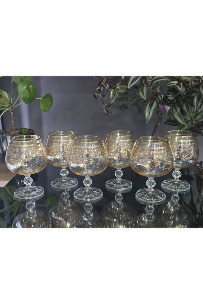 FERMATO Handmade Crystal Elizabet Amber Lustered 6 Piece Serving Set Coffee S...