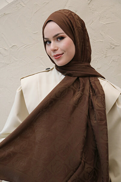 efdal şal eşarp Monogram Pattern Naia Cotton Shawl