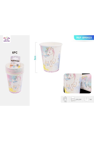 MC Micostore PartyGo cardboard party cup, 250 ml, cardboard, unicorn print, B...