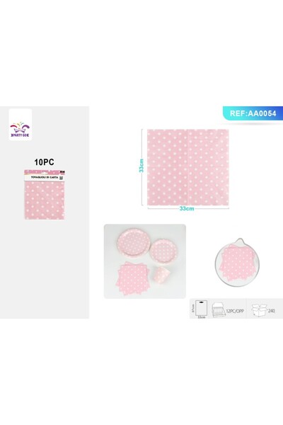 MC Micostore Servetele petrecere PartyGo, 33x33cm, buline albe, roz, AA0054, ...