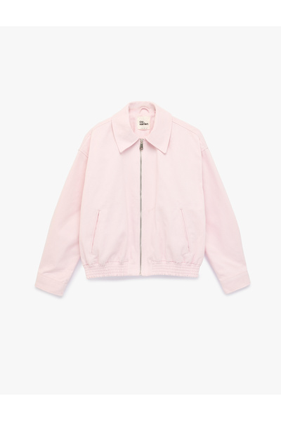 Koton Klasik Yaka Cep Detaylı Pamuklu Fermuarlı Ceket