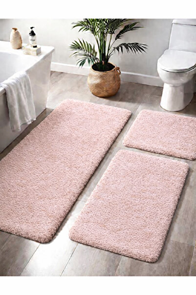 Dinarsu Plush Non-Slip Base Machine Washable Bath Mat (50X80 40X50 50X50)Pudra
