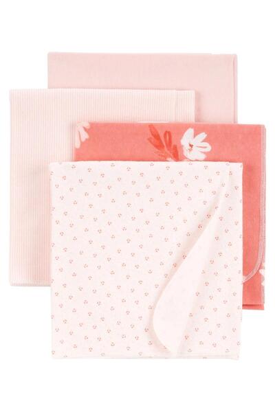 Carter's Kız Bebek %100 Pamuk Flanel Kumaş Battaniye Seti Ekru-Pembe