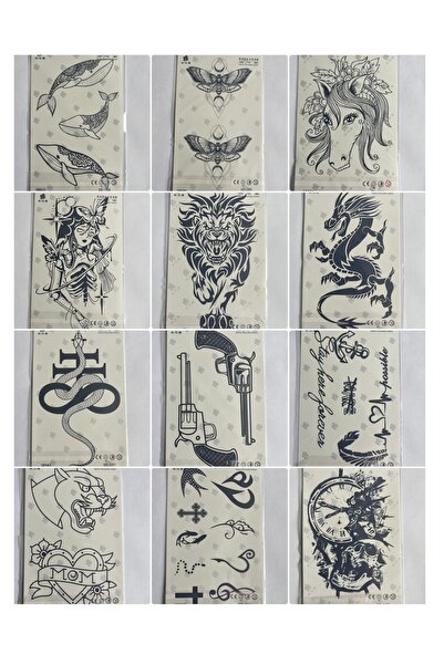 Airbrush Tattoo Toptan 20 Adet Yarı Kalıcı Yarım Kol 1 Ay Kalıcı Geçici Dövme...