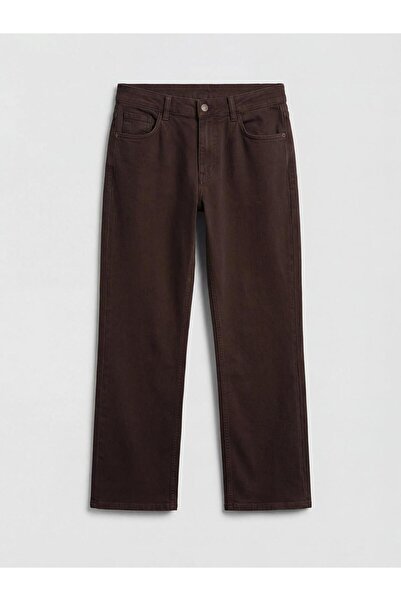 LC Waikiki Brown High Waist Straight Fit Women's Jean Trousers (S6)