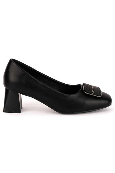 Trenddo Shoes Women's shoes made of black genuine Leather with a thick heel o...