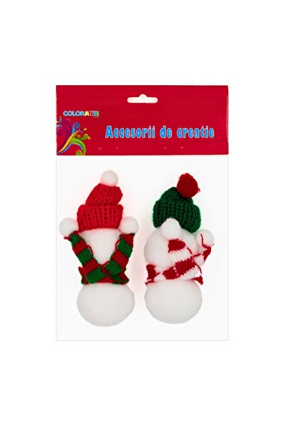 Colorarte Accesorii creatie - Pom Pom textil, om de zapada cu fular si caciul...