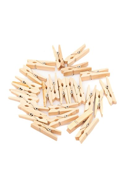 Colorarte Accesorii creatie - lemn - carlig, natur, 3.5cm, set 24 buc,