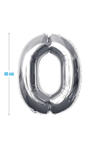 MC Micostore PartyGo birthday balloons number 0, 40cm, silver, FB0001