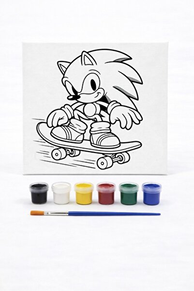 by burcu doğan Görselli Tuval (20x20) Akrilik Boyama Seti Çocuk Etkinlik Seti...