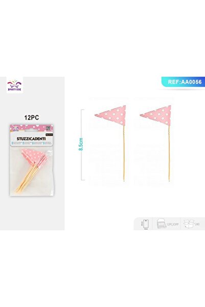 MC Micostore Scobitori cu stegulete PartyGo, 8.5cm, buline, roz, AA0056, set ...