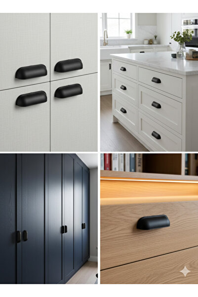 BAŞKAN YAPI HIRDAVAT Tas Midye Çanak 96mm Mat Siyah Dolap Çekmece Vestiyer Mo...