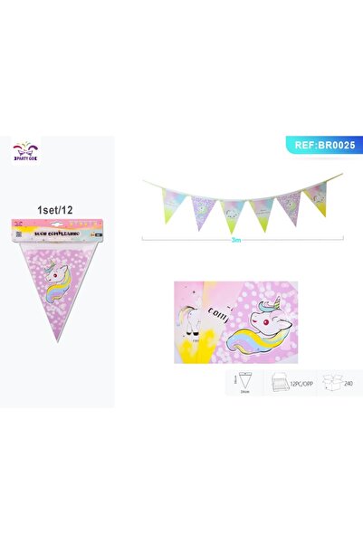 MC Micostore PartyGo triangle party flags, 3m, unicorn print, BR0025