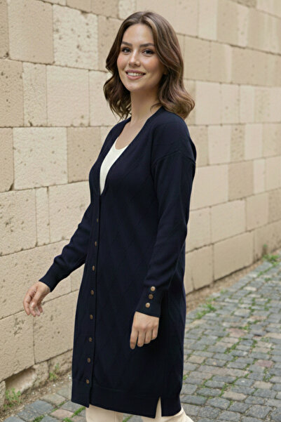 benguen Patterned Cardigan N3290 Navy Blue