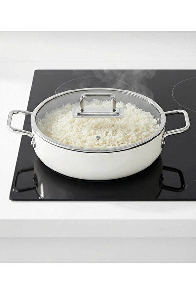 tacev Taç Sera Feel Seramik Yanmaz Yapışmaz Tencere 30cm/Beyaz