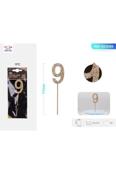 MC Micostore PartyGo birthday decorations number 9, 11cm, DC0394