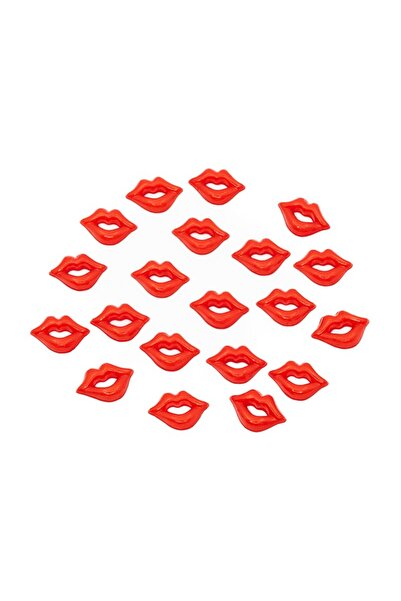 Colorarte Accesorii creatie - margele buze plastic, rosii, set 20 buc,