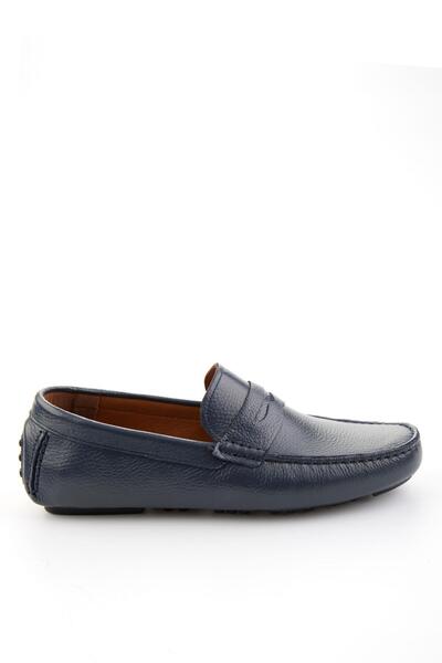 Bambi Lacivert Hakiki Deri Erkek Loafer Ayakkabı E01547009740