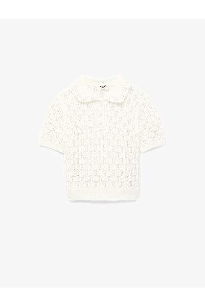 Koton Cămașă din bumbac cu mânecă scurtă, tricotaj cu guler, pulover