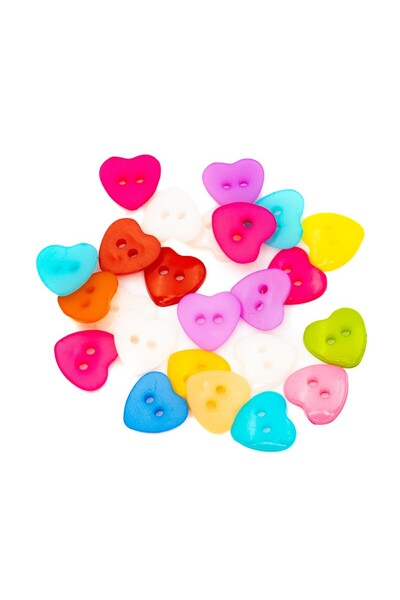 Colorarte Accesorii creatie - nasturi inimi plastic, diverse culori, 15mm, se...