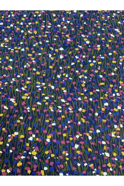 Yiğit Kumaş Țesătură de rață cu model floral albastru marin - Material rezist...