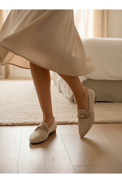 KAFKASLAR AYAKKABI Pointed Toe Knitwear Daily Home and Outdoor Women's Flat S...