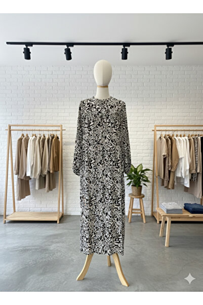 fariza tekstil Wide-Cut Viscose Hijab Dress with Drawstring Waistband