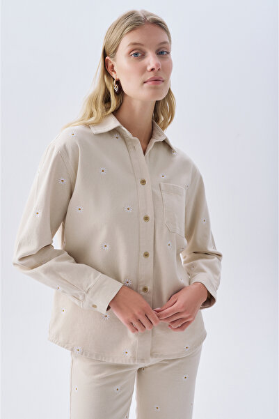 Mudo Oversize Flower Embroidered Jean Jacket