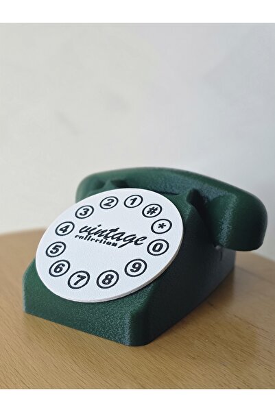 Plywoody Toys and More Retro Telefon Şeklinde Şarj Standı Vintage Koyu Yeşil