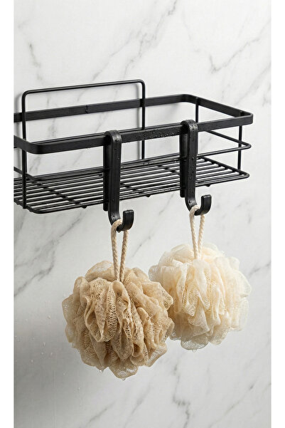 evina 2 Pieces Plastic Hangers with Metal for Bathroom Kitchen Shelves Black