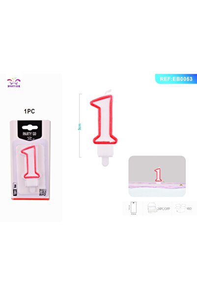 MC Micostore Birthday candles for cake PartyGo number 1, 7cm, red, EB0053