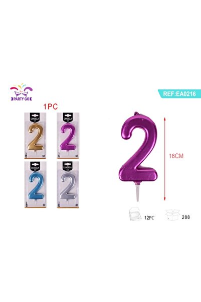 MC Micostore Partygo figure 2, 16cm, assorted metallic colors, birthday candl...