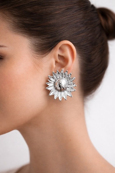 Jack Ferrero Daisy Silver Stud Earrings
