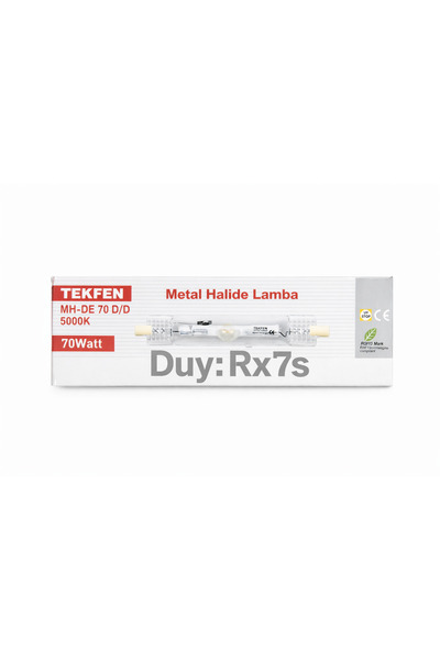 Tekfen METAL HALİDE LAMBA MH-DE 70 D/D 5000 K 70 WATT Rx7s DUY TİPİ