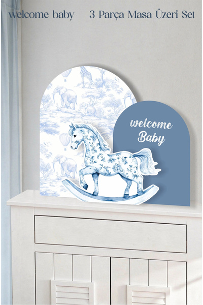 neşeli günlerim Safari Sallanan At welcome Baby 3 Parça Masa Üzeri Ayaklı Pan...