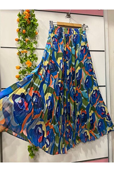 edu collection Patterned Chiffon Bell Skirt with Lining