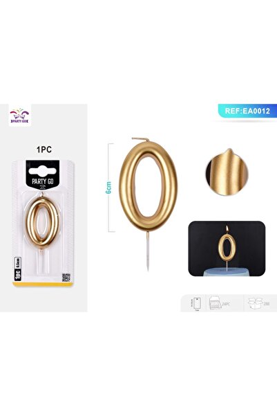 MC Micostore Birthday candles for cake PartyGo number 0, 6cm, gold, EA0012