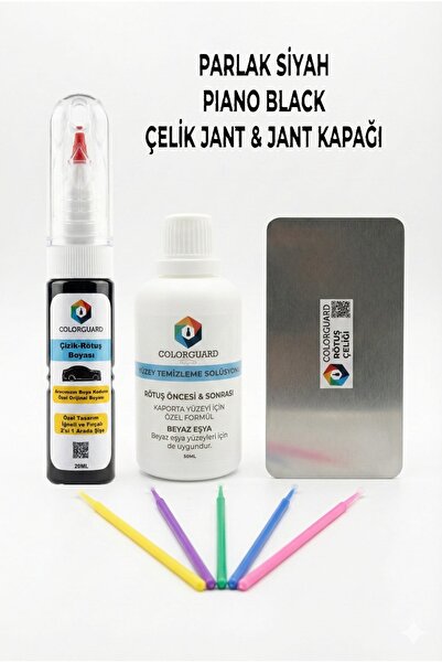 COLORGUARD Parlak Siyah Piano Black Jant Rötuş Boyası 2si1 Arada İğneli, Solü...