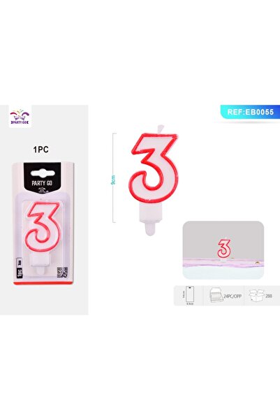 MC Micostore Birthday candles for partygo figure 3, 7cm, red, eb0055