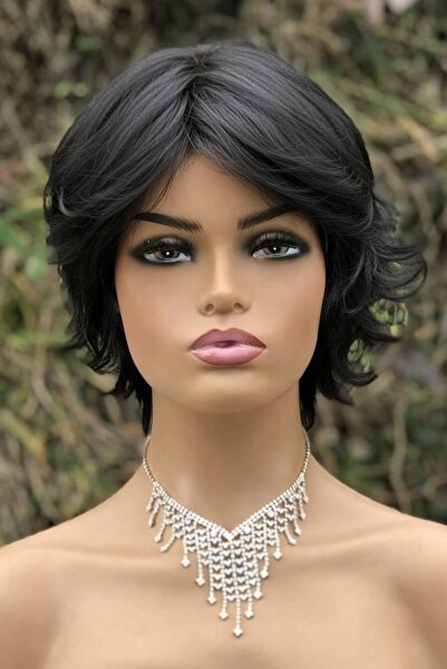 Gerçek Efsane Kısa saç severler için siyah gerçek saç peruk