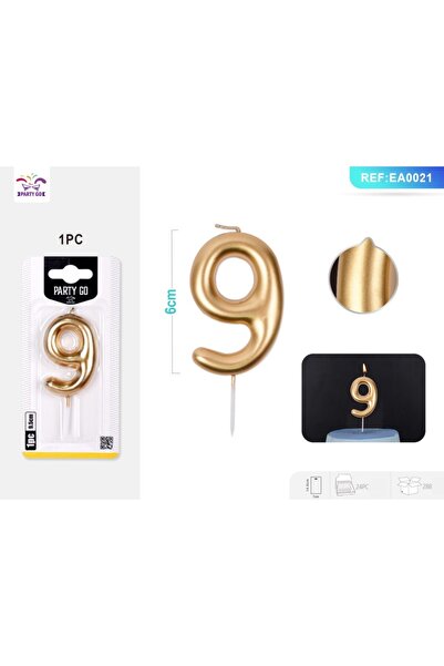 MC Micostore PartyGo birthday cake candles number 9, 11cm, gold, EA0021