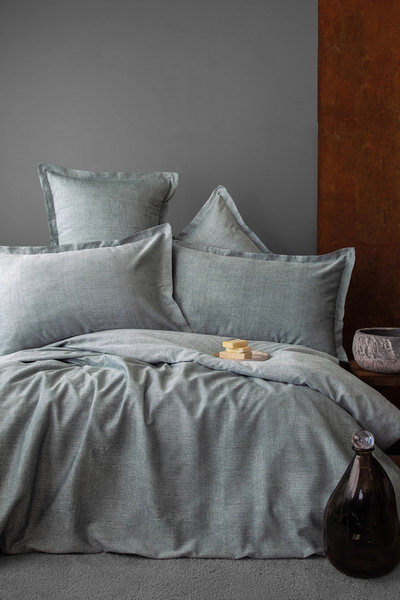 İssimo Home Oyster %35 TENCEL™ Lyocell %65 Pamuk İpliği Boyalı Jakarlı Çift K...