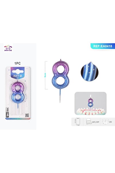MC Micostore PartyGo birthday cake candles number 8, 6cm, purple / blue, EA0418