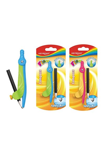 KEYROAD Compas plastic cu creion safety-pin, Flow, KR971534, 1 bucata/blister...