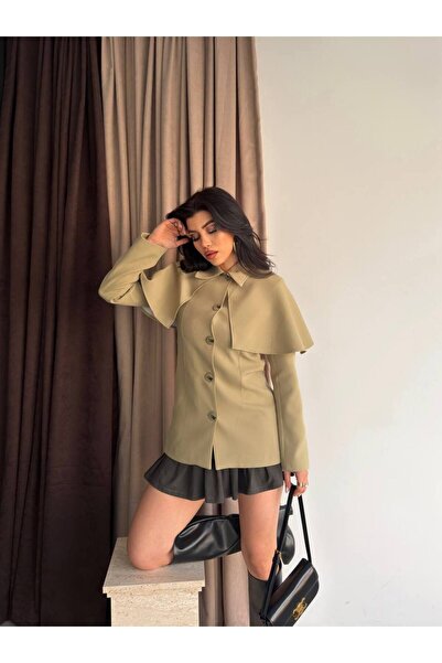 ParlaMira Women's Cape Detailed Lined Blazer Jacket