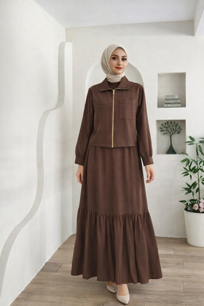 Janset Tesettür iki parça Yazlık Elbise Model