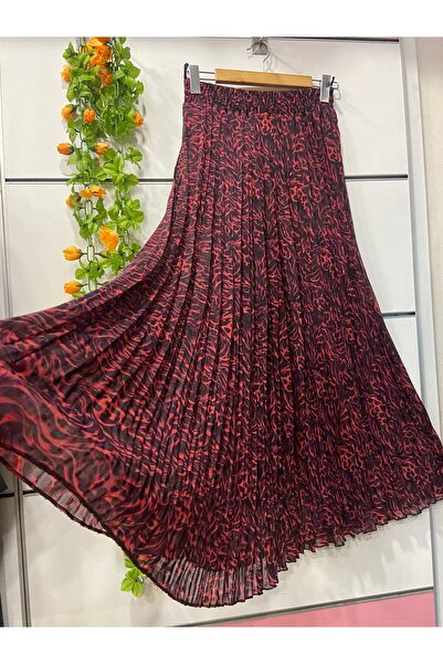 edu collection Patterned Chiffon Bell Skirt with Lining